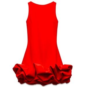 Zara Red Ruffled Hem Dress